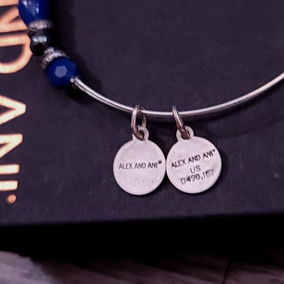 Alex and Ani Silver and Blue Beaded Bracelet - Picture 6 of 9